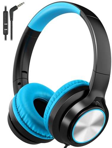Image of Voopwink Kids Headphones with Microphone, Wired Over Ear Headsets with Limited Volume 85dB / 94dB for Boys Girls Teens Children Online School /Travel /iPad /Tablet /Cellphone