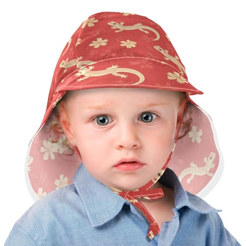 Kid Sun Hats Baby Boys' Bucket Hat Girl UPF 50+ Wide Brim Beach Essentials Cute Gecko Reptile Red2