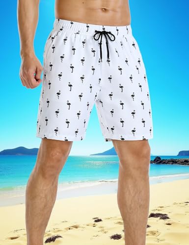Men's Swim Shorts Relaxed Fit Quick Dry Vintage Board Shorts with Lining2
