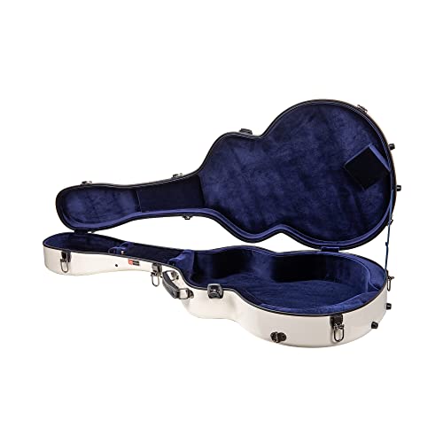 Image of Crossrock Fiberglass Case for 16 inch Archtop /Hollow Body /Jazz Electric Guitars - Fits Gretsch Electromatic, Ibanez, Epiphone, Gibson ES Series - Includes TSA Lock - Milky White (CRF2020JA16MW)