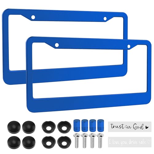 2PCS Stainless Steel License Plate Frames in Blue