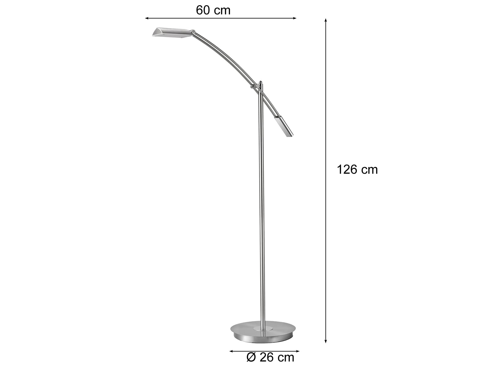 Trio Leuchten LED Stehleuchte Verdona 420810107, Metall Nickel matt, inkl. 12 Watt LED, Dimmer, 70 x 27 x 130 cm