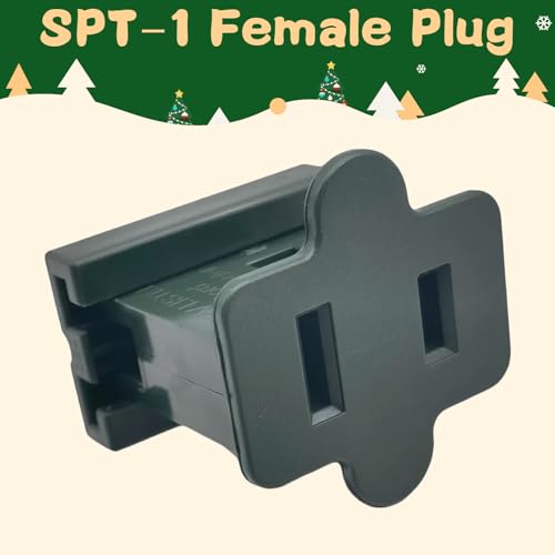 Image of 25 Pack Green SPT-1 Vampire Female Plug for Christmas Lights Sets - Slip, Zip, Gilbert (SPT-1 Green Female)
