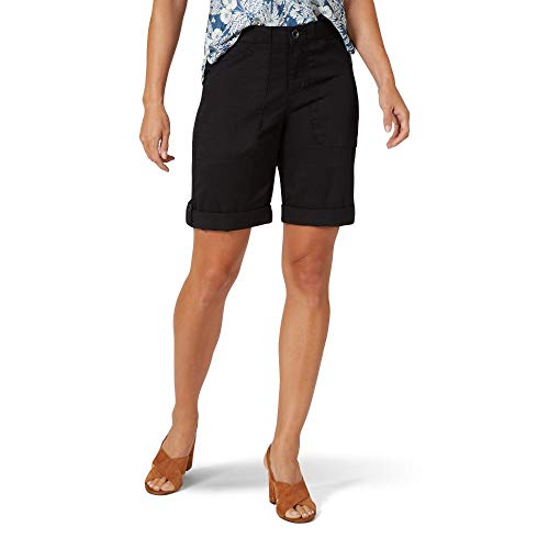 Lee Women's Flex-to-go Relaxed Fit Utility Bermuda Short, Black, 14 Petite