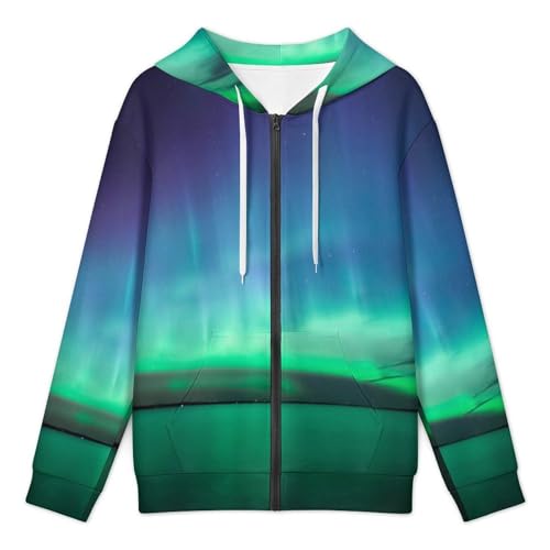 Beautiful Northern Lights Men's Hoodie Full-zip Hooded Sweatshirt Zip-up Pockets Jackets3