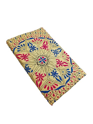 Image of SHRISTI CLOTHINGS Women's Hand Embroidered Cotton Silk Kantha Stitch Saree with Blouse Piece (SB420324 SWD58)