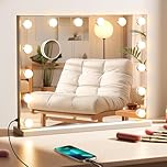FIBRAVE Hollywood Vanity Mirror with Lights, 50×42cm Lighted Makeup Mirror for Tabletop/Wall Mounted with 14 Led Dimmable Bulbs, USB Cable, Touchscreen Control for Bedroom & Dressing Room