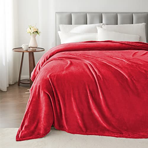 Image of BEDELITE Fleece Blankets Queen Size Red Throw Blankets for Bed, Luxury Plush Cozy Fuzzy Blanket 90x90 inches, Super Soft Warm Lightweight Throw Blanket All Seasons Suitable