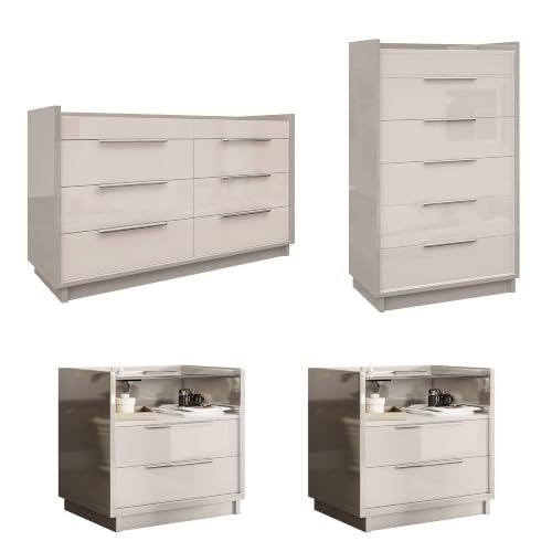 AMERLIFE 4-Piece Glossy Bedroom Set