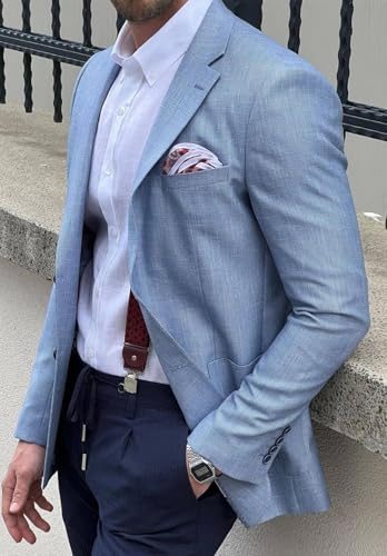 Men's Lightweight Linen Suit Jacket Slim Fit 2 Button Sport Coats Blazers for Wedding Tuxedo3