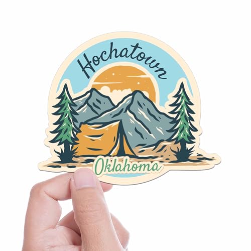 Hochatown Oklahoma Mountain Tent Camping Bumper Sticker...