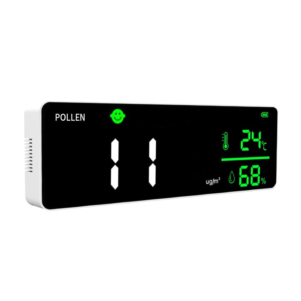 Ehwisbe Dm1306p Rechargeable Wall-Mounted Pollen Detector Supports Data Storage Pollen Measurement Temperature Humidity Meter