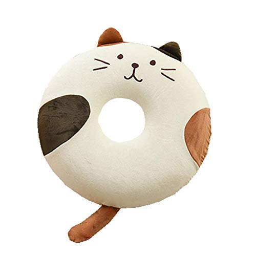 円座クッション クリスマス ドーナツ型 座布団 腰当 猫 ねこちゃん 癒し系のクッション ミミとしっぽが可愛い顔型! シートクッション チェアパッド 椅子用 丸 40cm かわいい 可愛い モチフワ 腰痛対策 痔にも ドーナツ枕 ぬいぐるみ 抱き枕 クリス