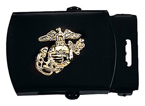 Rothco Web Belt Buckle With Gold USMC Emblem, Black