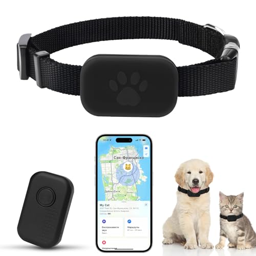 Rastreador GPS para mascotas para perros y gatos pequeños, sin tarifa mensual, no requiere SIM, compatible con iOS/Android, dispositivo de seguimiento global para todos los gatos, perros y todos los