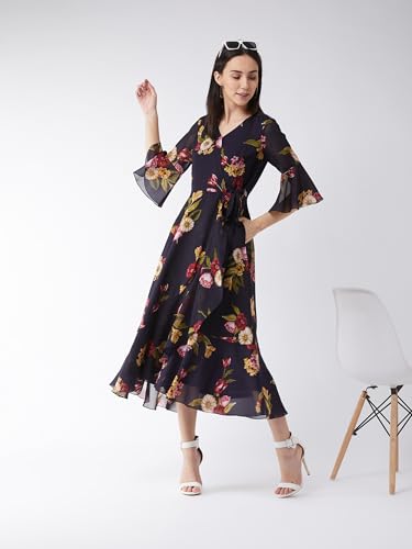 Image of Miss Chase Women's Round Neck Cap Sleeves Lace Knee -Long Skater Dress