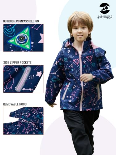 Image of SaphiRose Kids Waterproof Rain Jacket Mesh Lined with Removable Hood | Lightweight rain coat, windproof, breathable, school, camping, travel, outdoor play, boys and girls
