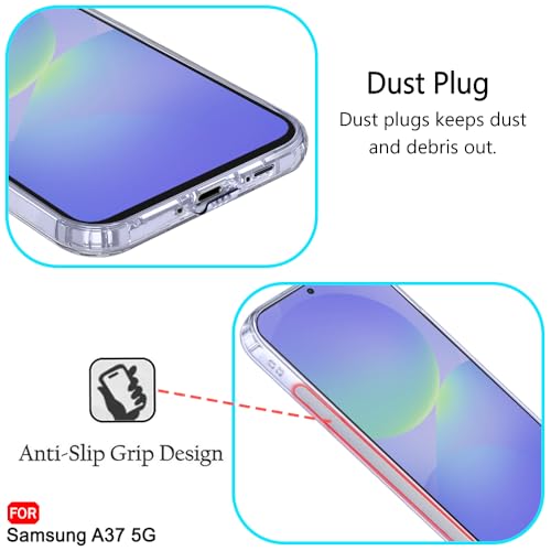 Image of TheGiftKart Back Cover for Samsung Galaxy A37 5G Case | Best Camera Protection | Inbuilt Dust Plugs & Anti-Slip Grip | Ultra Clear Soft Slim Galaxy A37 Back Cover Case (Silicone, Transparent)