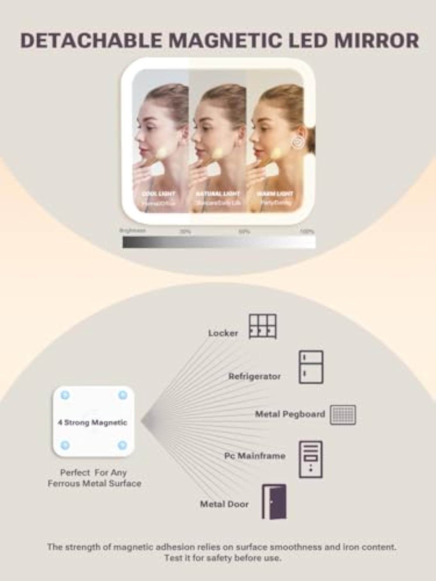 Lighted Mirror Portable Makeup Box with Adjustable Dividers