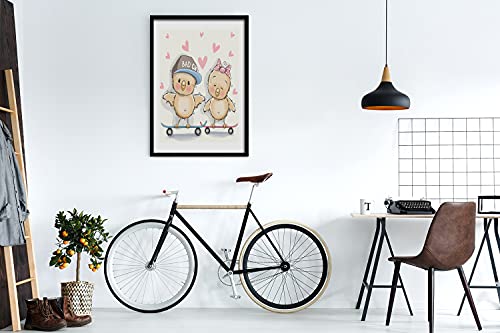 Cadre MDF 50x70 cm Poulets de skateboard tableau bois affiche moderne