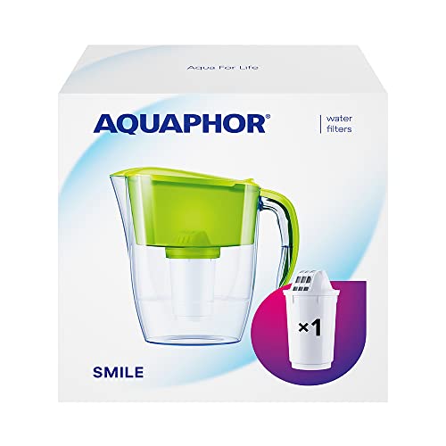 Aquaphor Filtro Acqua Smile Verde Chiaro Include 1 Filtro A5 I Calcare E Cloro Ridotti I Caraffa Da 2,9L I Filtro Acqua Compatto E Leggero I Filtro Ac