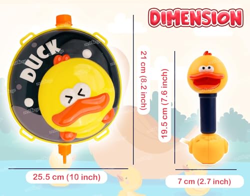 Image of Zest 4 Toyz Holi Water Pichkari for Kids Holi Duck Backpack Water Tank with 1 Pkt Herbal Gulal and 100 Water Balloons for Holi Party- Boys & Girls
