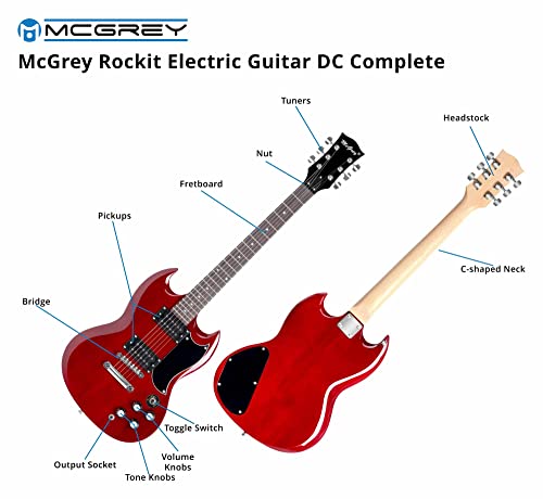 McGrey Rockit guitare électrique double encoche set complet Cherry Red - Les Beatles, Paul McCartney, John Lennon, RIngo Starr, George Harrison McGrey Rockit guitare électrique double encoche set complet Cherry Red – Image 5