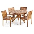 Christopher Knight Home Kally Outdoor Five Piece Acacia Dining Set, Teak Finish