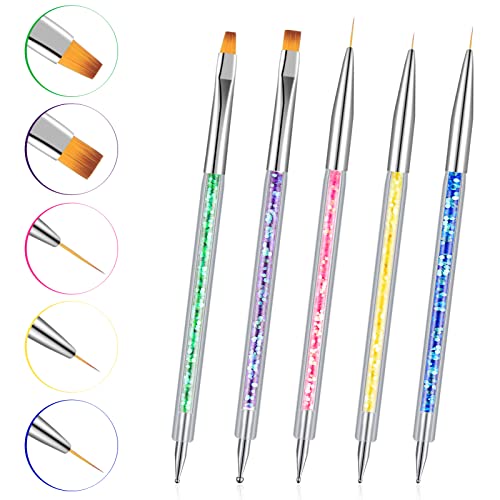KroY PecoeD 5 Stück Nail Pinsel Set, Nagel Art Liner Pinsel, Nageldesign Pinsel Nail Art Dotting Tools Nail art Pinsel… – Bild 3