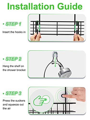 Smartake Hanging Shower Head Caddy, Rustproof Bathroom Shower Shelf Organizer, Sus201 Stainless Steel Over The Shower Storage Rack, For Toilet, Bathroom And Shower Room, Black #TOP4