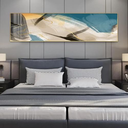 Peinture abstraite colorée sur toile 20x60 cm encadrée pour déco chambre