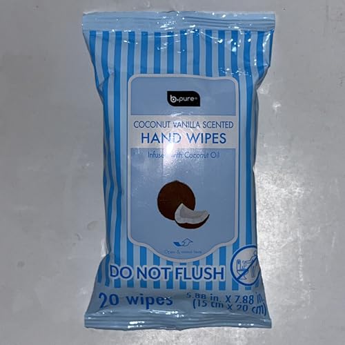 B.pure Coconut Vanilla Scented Hand Wipes, Infused with Coconut Oil, Resealable Pack, 20 Wipes image 4