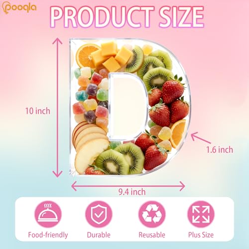 Image of Pooqla 10 inch Acrylic Letter Charcuterie Tray Birthday Party Fillable Box D