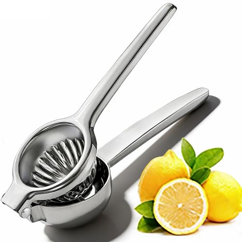 Presse Citron Inox Robuste - Grande Presse Agrumes Manuel 8x23cm en Acier Inoxydable pour Citron Citron Vert Orange, Extracteur de Jus Manuel avec Gouttière...