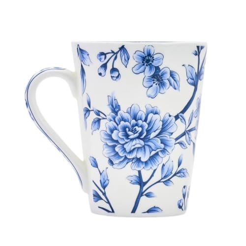 Image of GOLDEN QUEEN'S Mugs Set of 2 for Coffee, Tea, Milk - Ideal for Your Daily Beverage Ritual, Hosting & Casual Gatherings - Sapphire Bloom