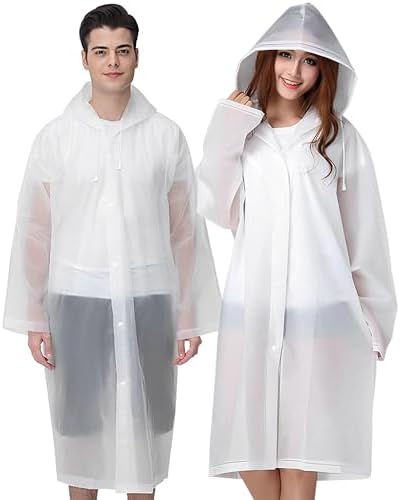 Cosowe Rain Poncho Raincoats for Adults, 2 Pack Reusable Rain Jacket Rainwear with Hoods and Sleeves, Waterproof for Emergency, Outdoors, Camping, Disney