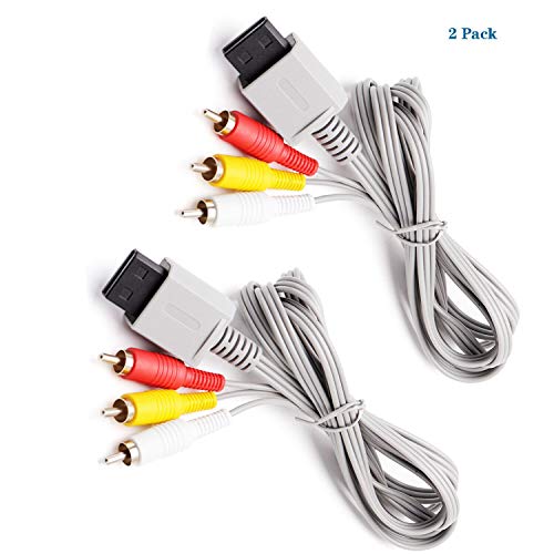 Lingyu (2 Pack) Wii/Wii U Av Cable, 6Ft Audio Video Wire Cable Composite 3 Rca Gold-Plated Cable Cord Compatible With Nintendo Wii/Wii U #TOP5