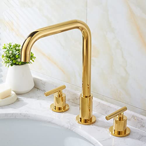 Robinet de lavabo à large portée en laiton or B de luxe