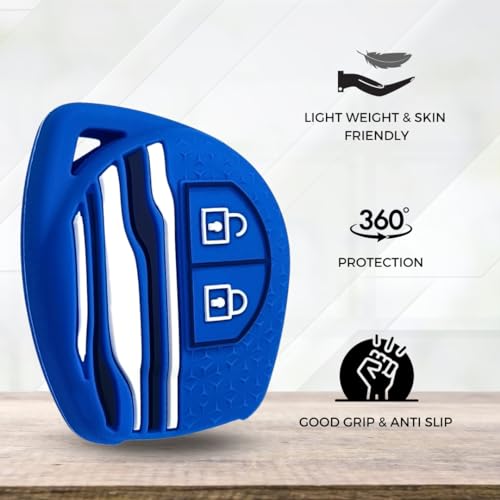 Image of KEYCEPT Tristar Key Cover for Suzuki Swift, Dzire, Ertiga, Baleno, Grand Vitara, Celerio, WagonR, Brezza, Scross, Fronx, Jimny, Ignis 2 Button Remote Key. (Blue)