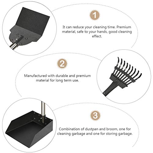 Balacoo – Pá de cocô para cães com alça longa ajustável, bandeja de metal, ancinho e pá de cocô para