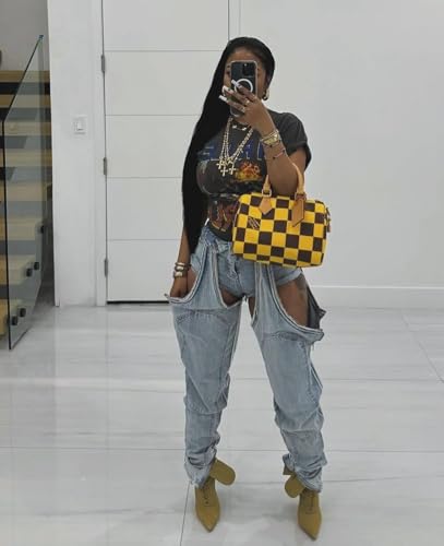 Molilove Hollow Out Jeans for Women High Waist Cutout Straight Leg Stretchy Denim Pants Y2K Trendy Baggy Jeans4