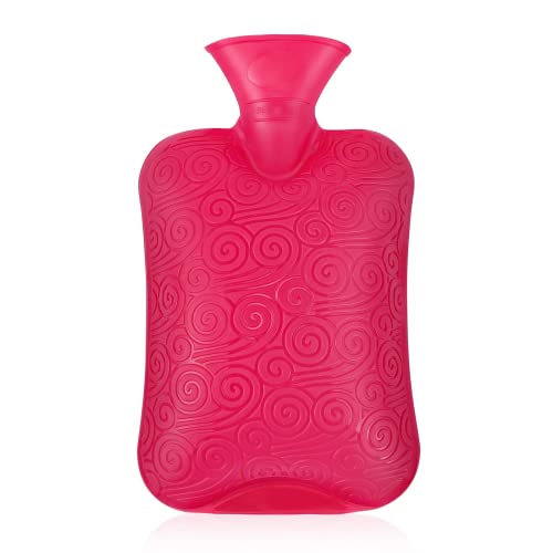 Bouillotte Caoutchouc, JunD Bouillotte sans Housse 2L, Bouillotte Caoutchouc Naturel Sûr et durable Aide à Fournir Les Plus de Chaleur et de Confort, Idéal Les Journées Hivers