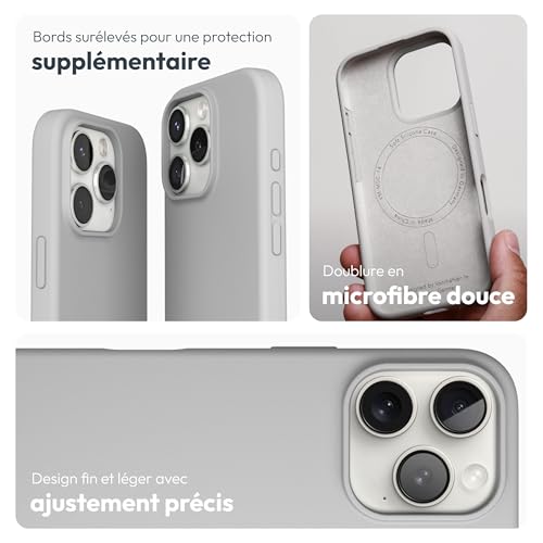 Coque iPhone 16 Pro Max silicone incassable et anti-glisse gris - 3