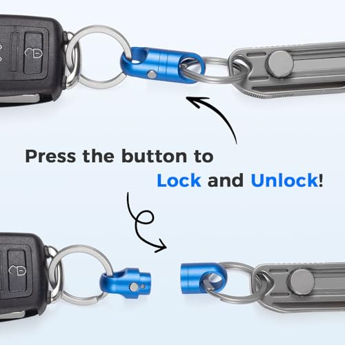 Image of FEGVE Strong Magnet Quick Release Keychain Connector | Anti-fall,Double-Pin Lock Mechanism,360 Rotatable,One-handed Operation