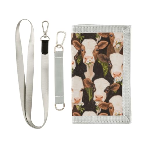 Wusikd Cute Calves Kids Wallet for Boys Girls Flowers Toddler Trifold Wallet Novelty Wallet for Teens Women Men