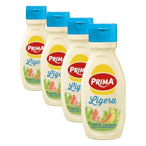 Prima Mayonesa ligera elaborada con huevos 100% origen España. 390 ml (Paquete de 4)