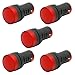 Baomain 22mm LED Indicator Pilot Light AD16-22D 12V AC/DC 20mA Energy Saving Red 5 Pack