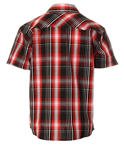 Image of Gioberti Boys Casual Western Plaid Pearl Snap-on Buttons Short Sleeve Shirt
