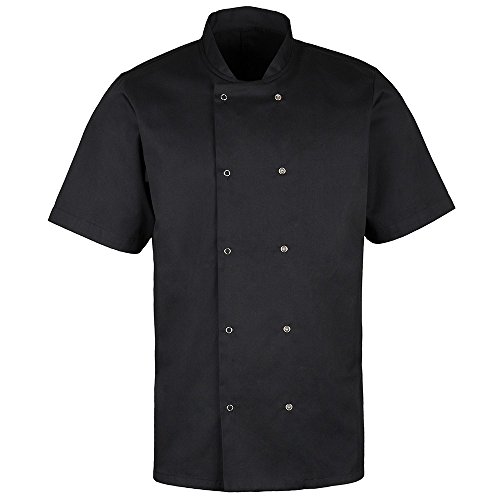 Alexandra Essential Chef, chaqueta de chef de manga corta Blancos Negro Negro (extra-large