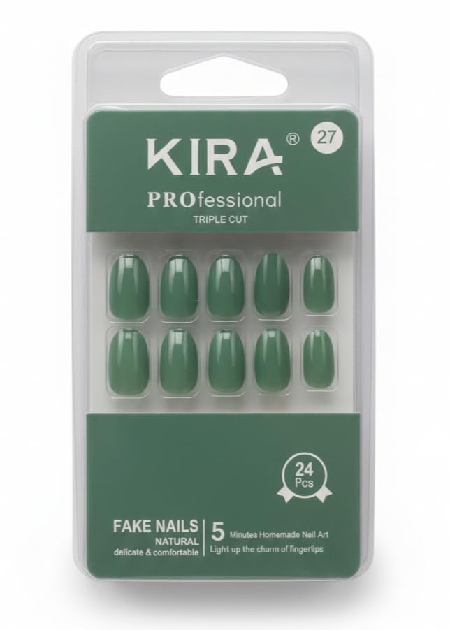 KIRA Artifical Fake Nails With Buffer & Glue, Natural False Nails Delicate & Comfortable With Long-Lasting And Waterproof For Women - A27 (Pink) (Pack Of 24)-image-28